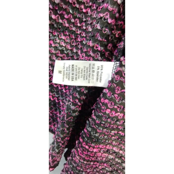 Pink Black Knit Duster Women's M Long Sleeve Slub Texture Pockets - Picture 6 of 7